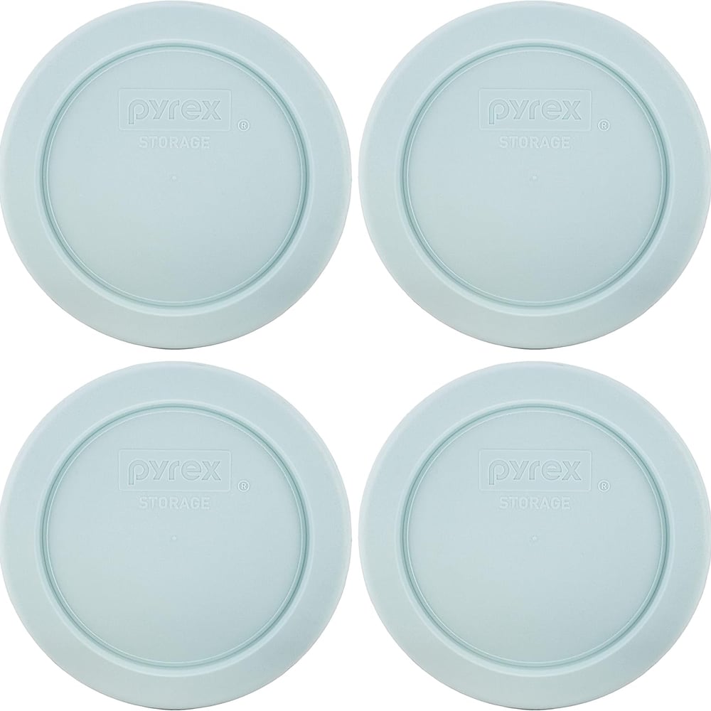 Pyrex 7202-PC 1 Cup Muddy Aqua Blue Food Storage Replacement Lid (4-Pack) - Made in USA