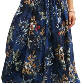 Maxi Skirts for Women with Pockets Long Midi Blue Floral