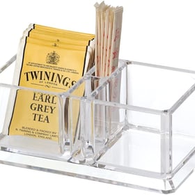 Clear Acrylic Two Lattices Tea Bags Holder Coffee Sugar Bag Case Guest Room Storage Boxes YTBH-001