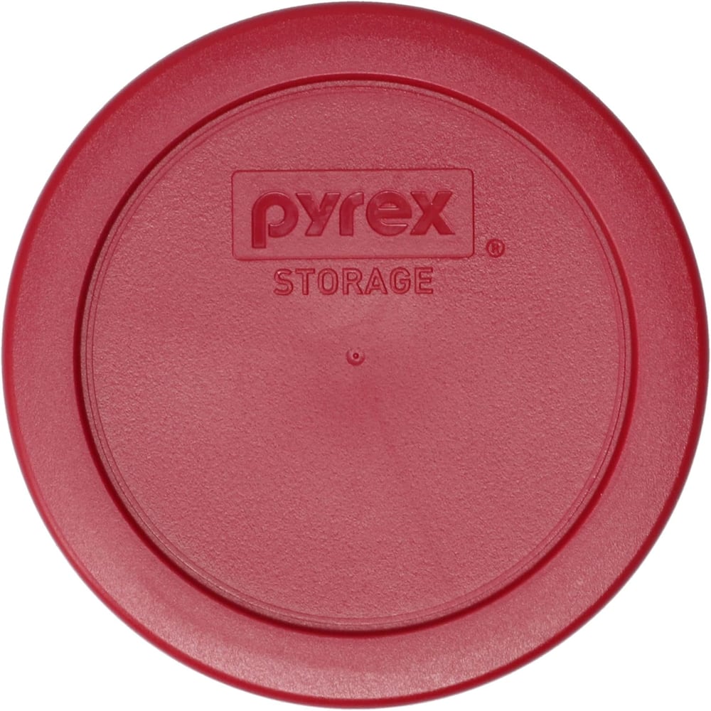 Pyrex 7202-PC 1-Cup Sangria Red Food Storage Replacement Lid (2-Pack) - Made in USA