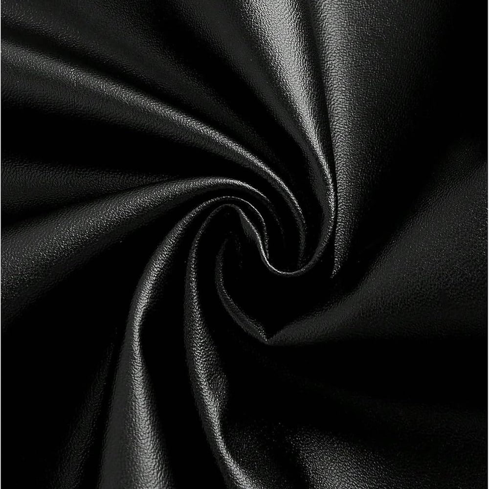 Women's Ruched PU Leather Bodycon Long Skirt Slit Back Zip Up Cocktail Pencil Skirts