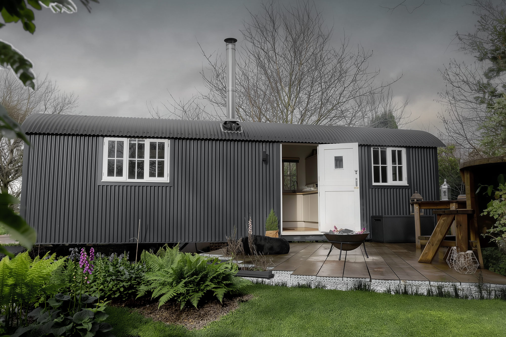 Heat up the wood-burner inside Ragnarr at Spring Park in Cornwall