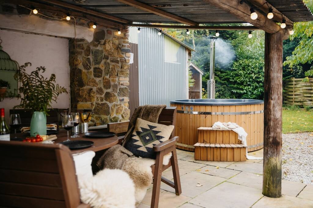 Patio and hot tub