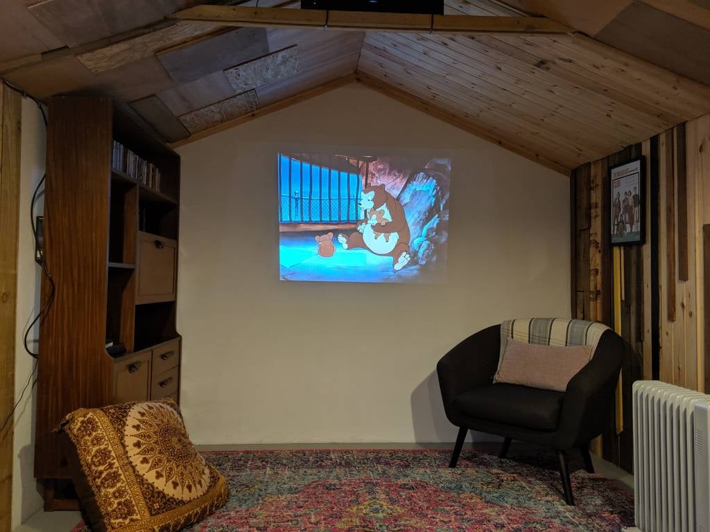 Private cinema shed at Ragnarr, Spring Park in Cornwall