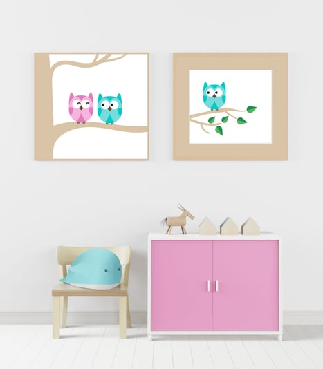 Poster Frame in Children's bedroom Psd Mockup
