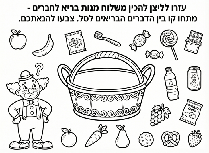 ליצן מכין משלוח מנות בריא לחברים