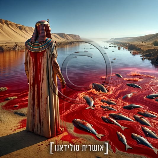 DALL·E-2024-03-17-01.51.58---In-the-heart-of-ancient-Egypt,-a-scene-of-great-despair-unfolds-as-the-Nile-River-turns-into-a-thick,-blood-red-liquid
