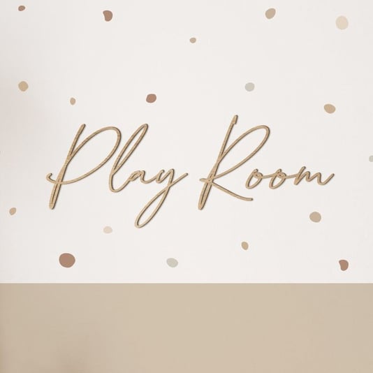 שלט מעץ לחדר ילדים - שלט Play Room - פונפוני _ Ponponi