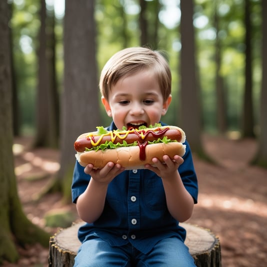 Leonardo_Phoenix_09_A_5_years_old_child_sitting_on_a_tree_stum_0