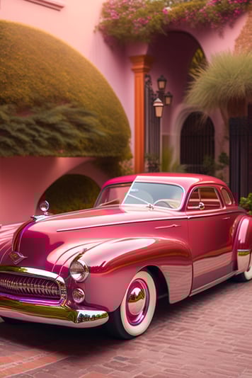 A beautiful collector's car in an antique pink col (2)