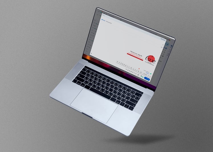 Laptop psd mockup with gradient led light