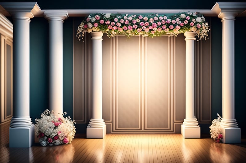 stage-with-columns-flowers-center