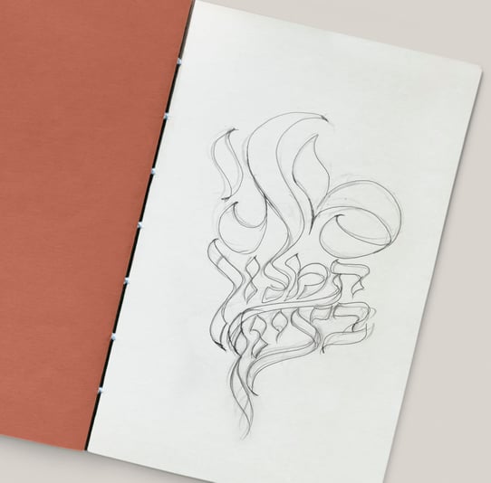 Hand drawn sketch on a notebook mockup illustration