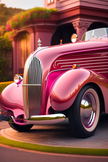 A beautiful collector's car in an antique pink col (4)