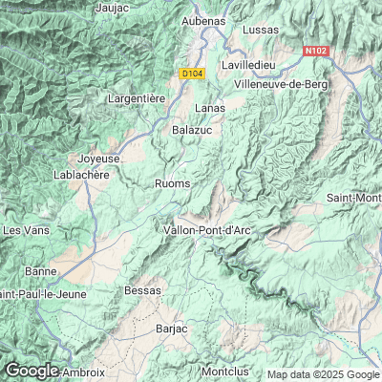 Terrain image of Vallon-Pont-d'Arc