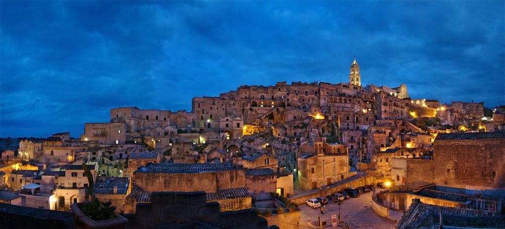 Matera, Basilicata, Italy. The Sasso Barisano looking east.