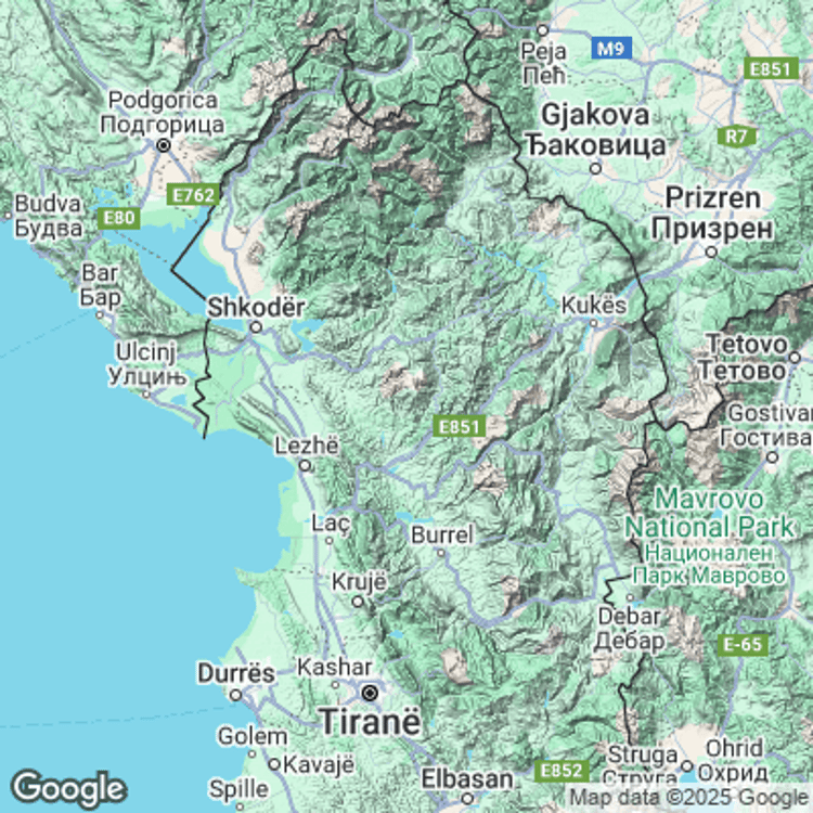 Terrain image of Northern Albania