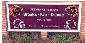 Signage for dedication of the Athletic Field -Brooks-Fair-Danner Athletic Field.
