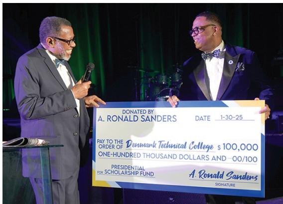 A. Ronald Sanders makes a $100,000 donation to Denmark Tech’s Presidential Scholarship Fund.
