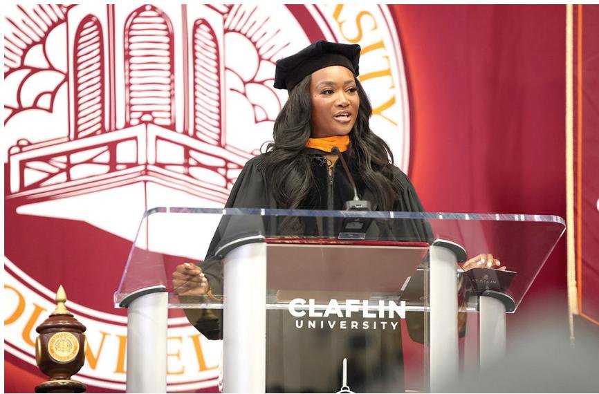 Former Miss USA Deshauna Barber-Echols shares lessons for success to Claflin’s Spring Class of 2025 in keynote commencement message