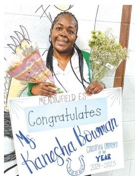 Meadowfield Elementary School instructional assistant Kanesha Bowman/
