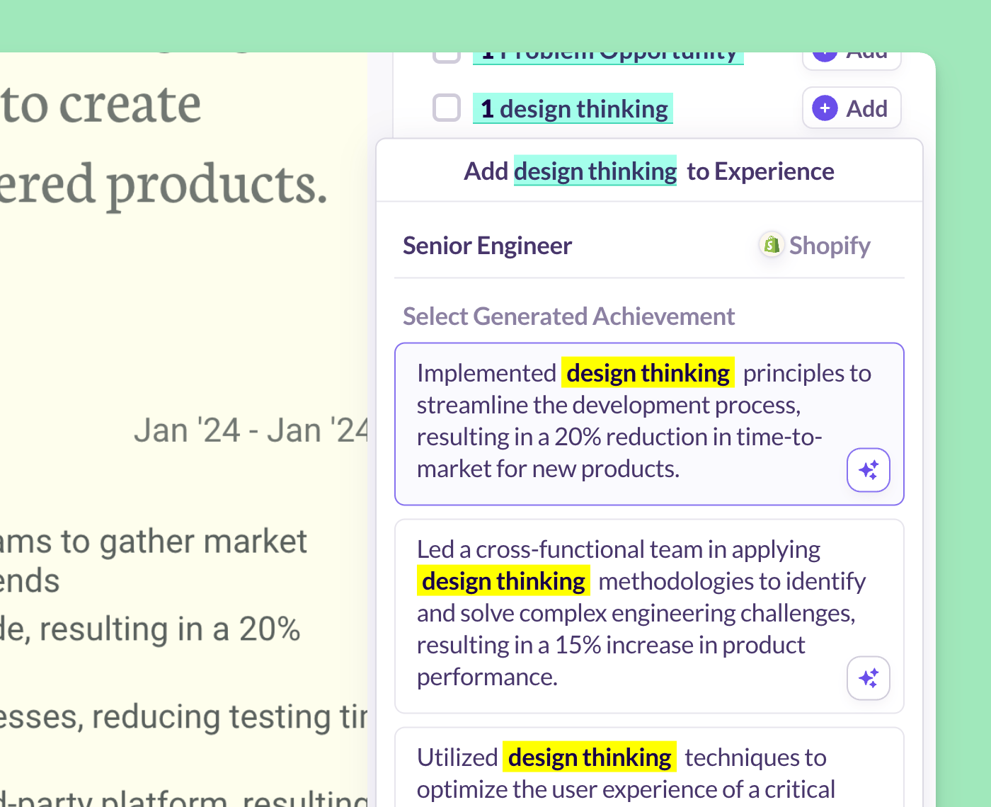 Add keywords in two-clicks