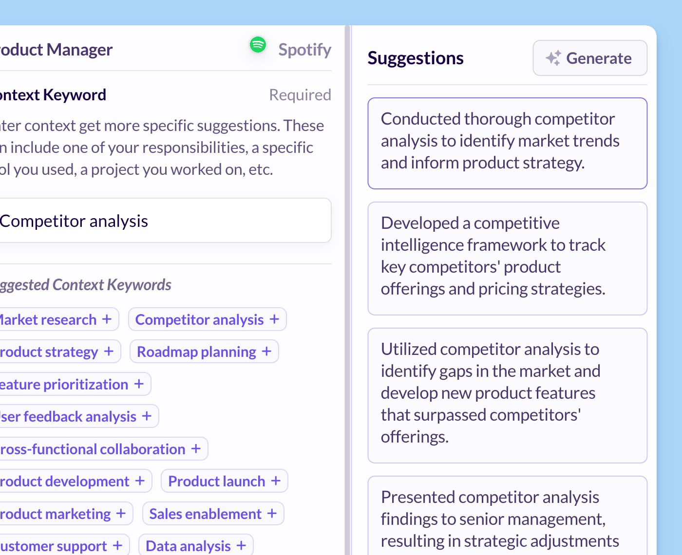 Select context keywords