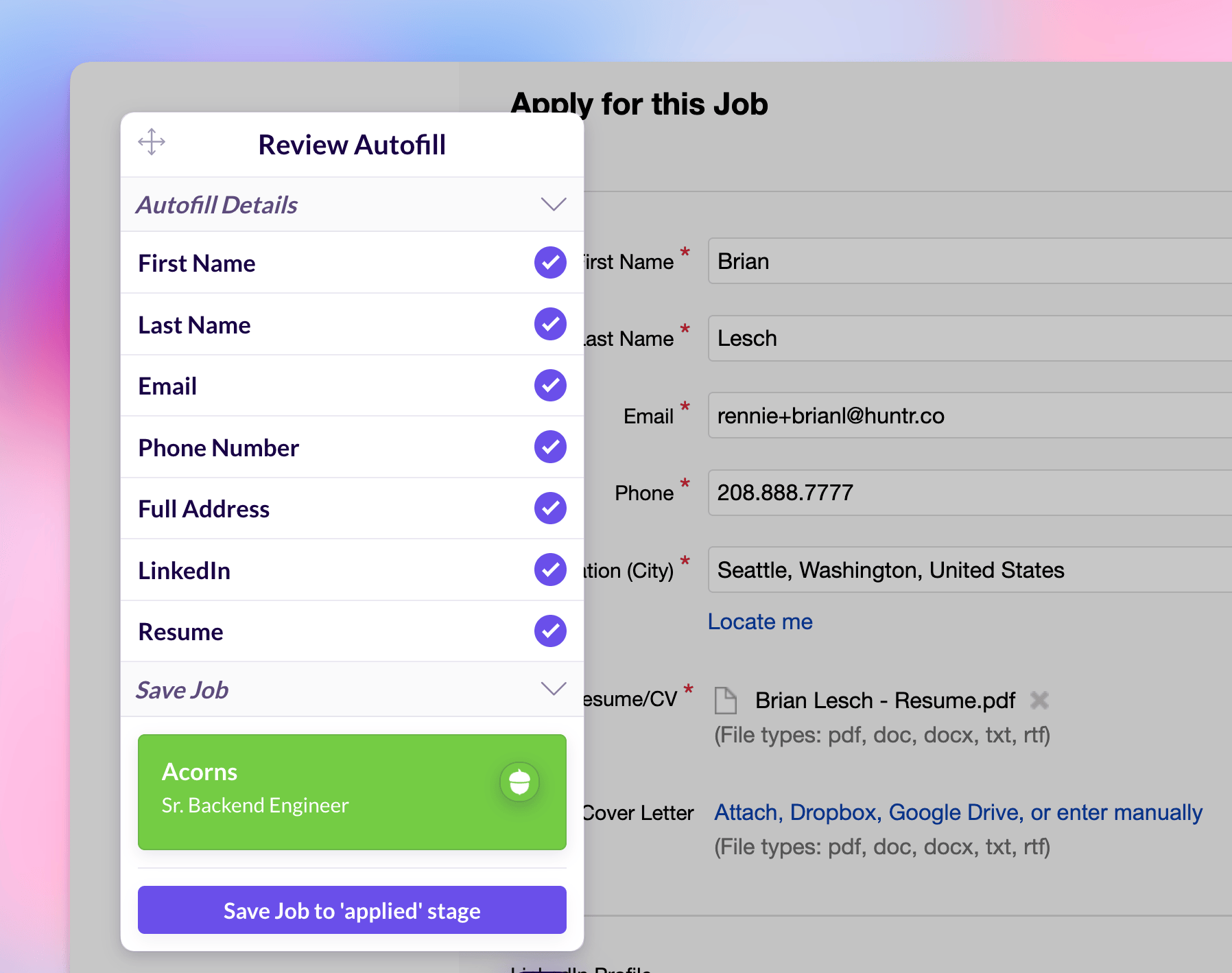 Job Application Autofill