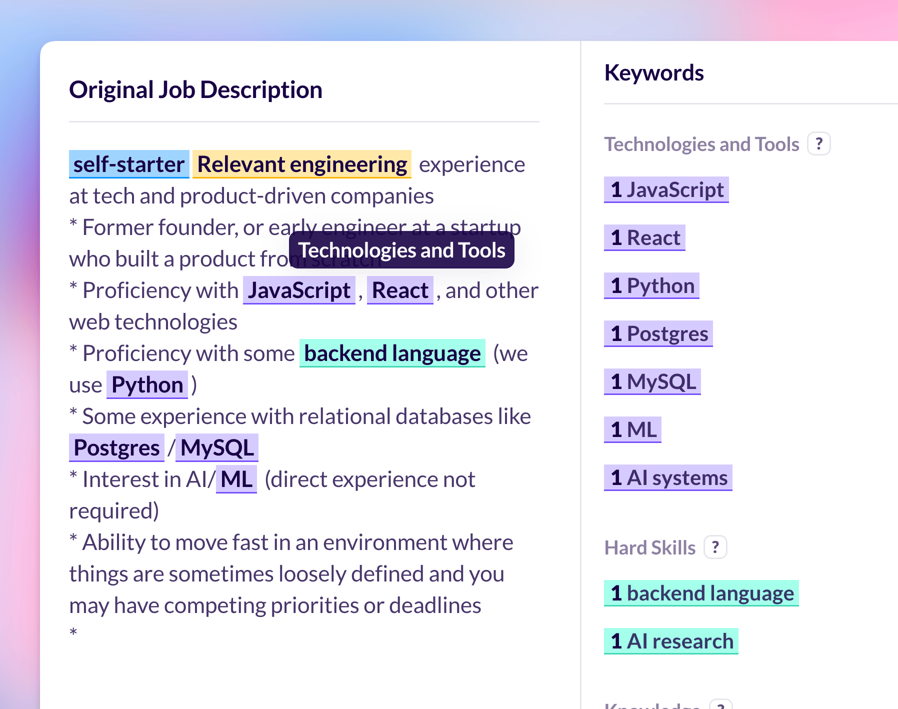 AI Job Description Keyword Finder