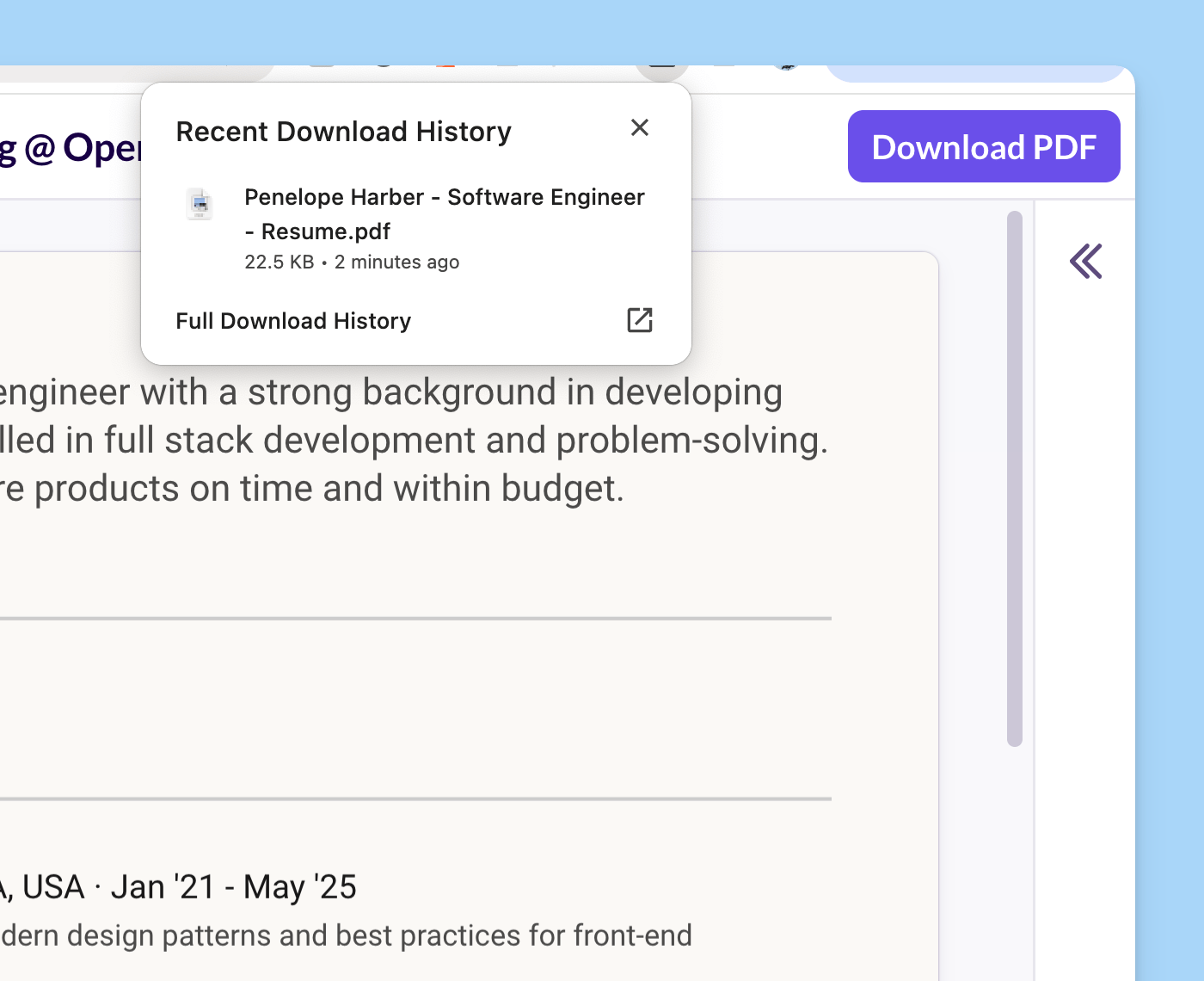 Download Your Resume in One Click