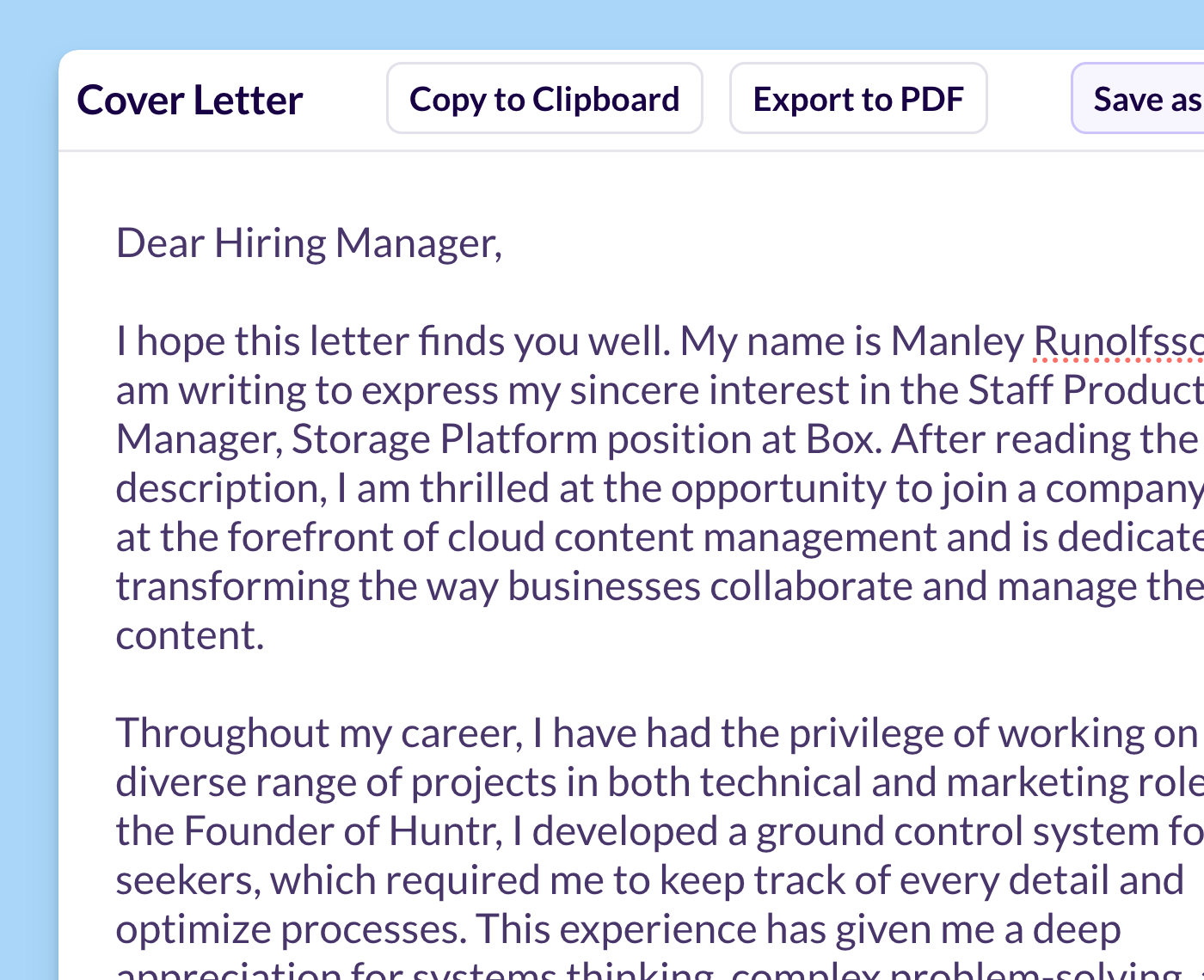 A Tailored Cover Letter, Faster