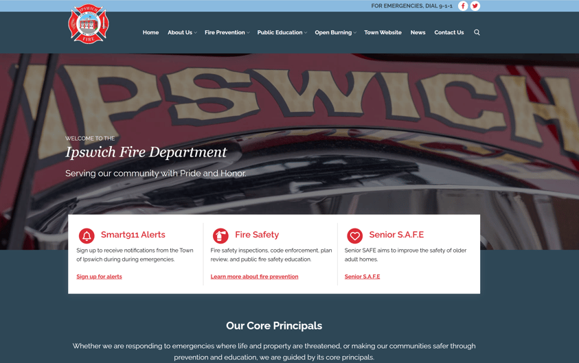 Ipswich MA fire department website