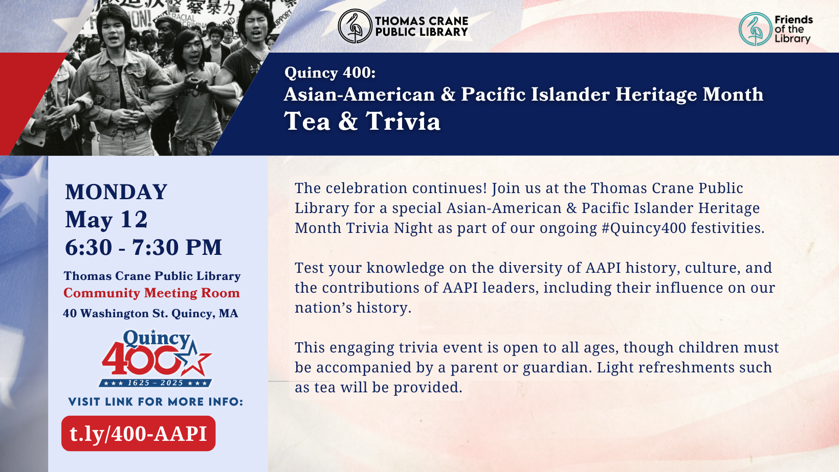 Quincy 400: AAPI Heritage Month Tea & Trivia!