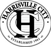 Harrisville City, Utah logo in black and white.