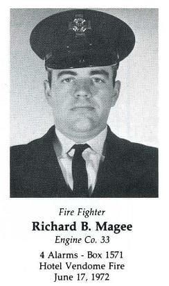 Photo of Fire Fighter Richard B. Magee, Engine Company 33, LODD 6/17/1972.