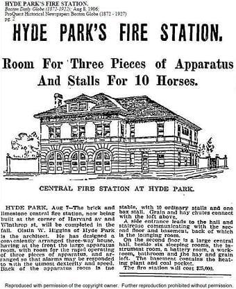 A newspaper story on the construction of the firehouse.