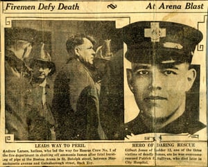 Story of a rescue performed by Ladderman Gilbert W. Jones, Ladder Story of a rescue performed by Ladderman Gilbert W. Jones, Ladder Co. 15, at Boston Arena, 238 St. Botolph St., in 1927.