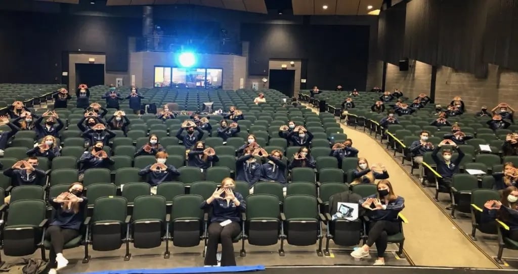 The KP DECA chapter’s first in-person event of the year was watching the State Career Development Conference Awards. (Photo courtesy King Philip Regional School District)