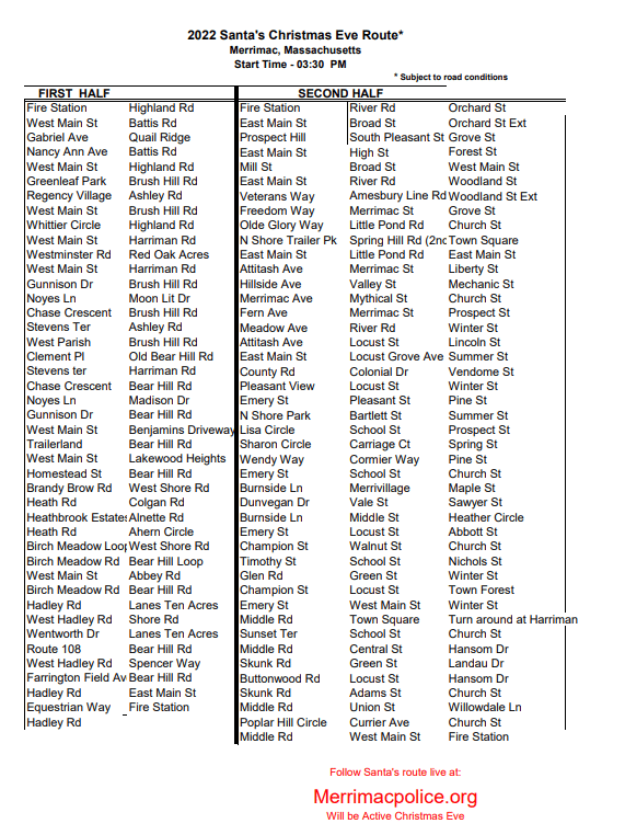 *FOLLOW LIVE* Merrimac Police, Fire and Santa Committee to Hold Annual