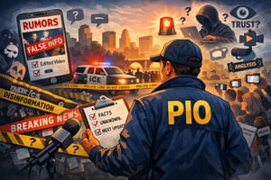 Chat GPT Illustration of a PIO at a crime scene