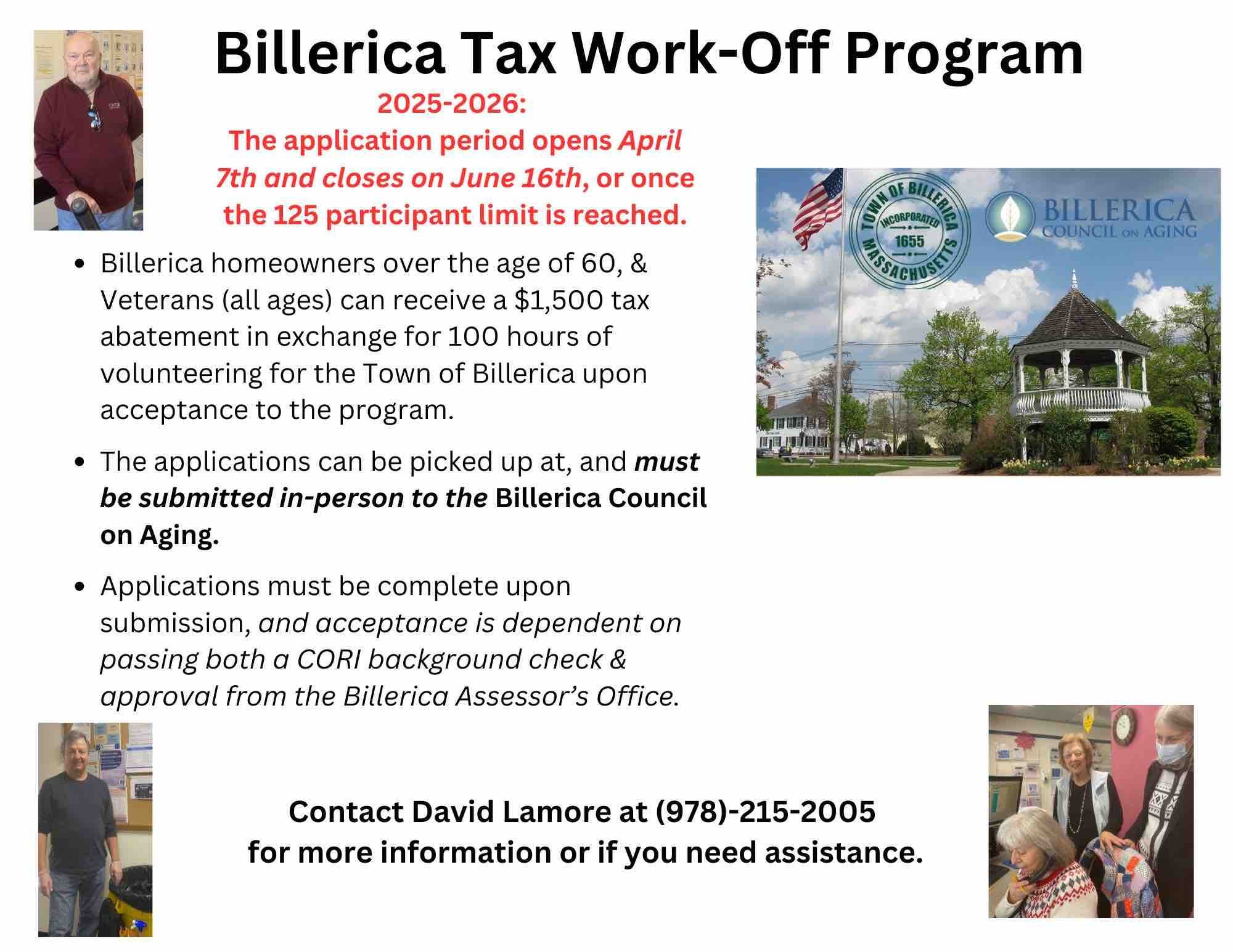 Billerica Tax Work-Off Program flyer.