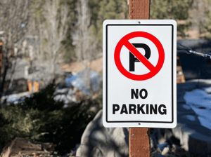 No parking sign in a natural setting.