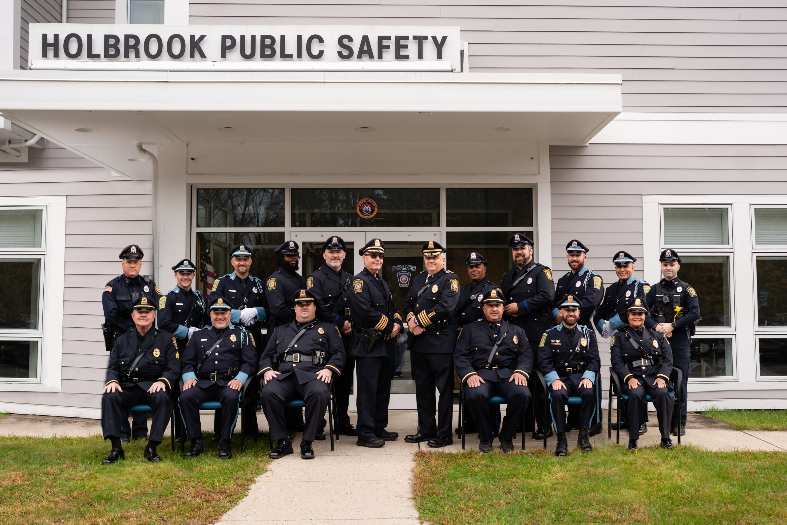 The Holbrook Police Department team in front of the department building.