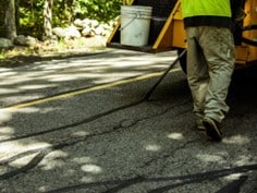 crack seal application on roadway