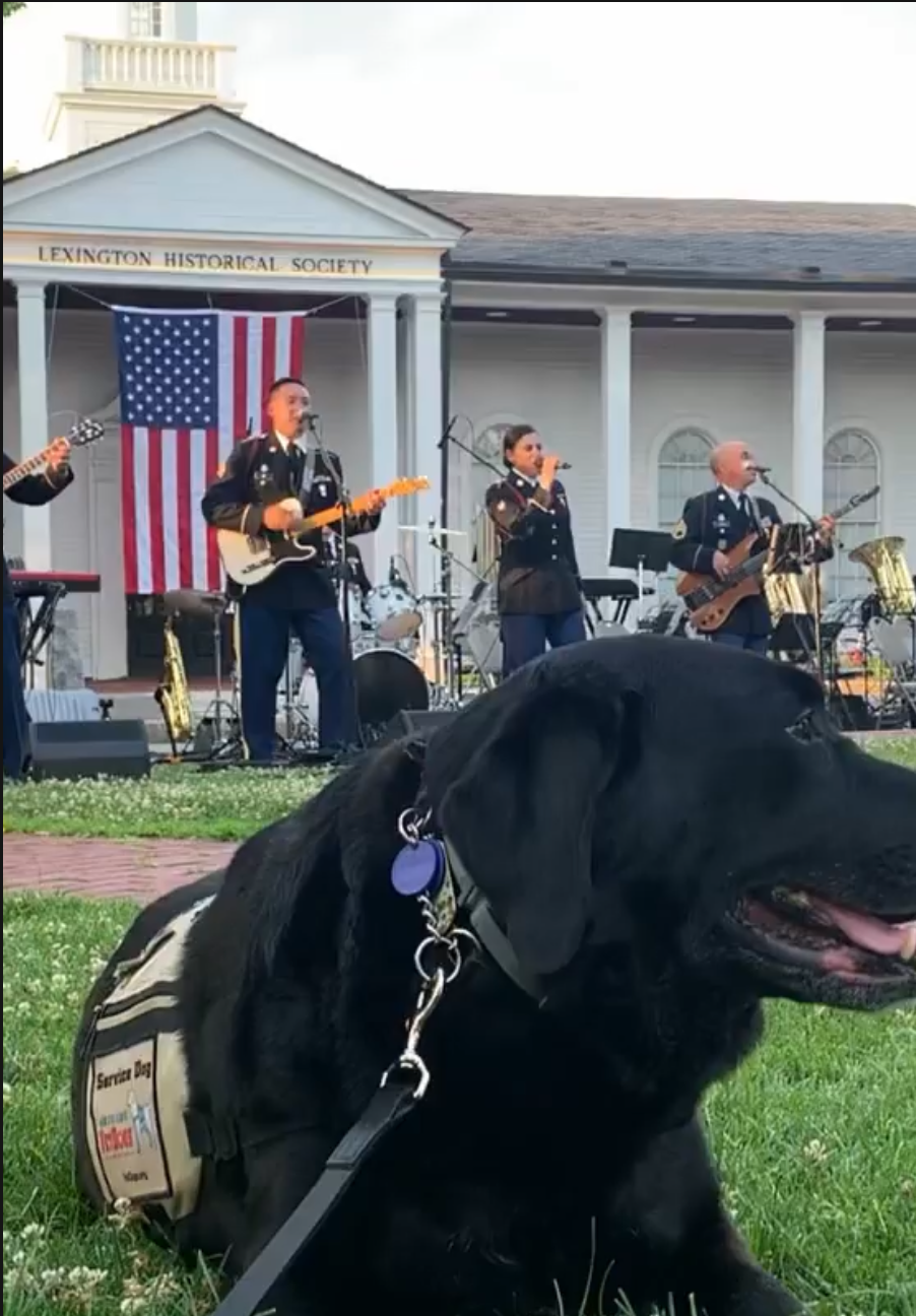 215 Army Band performing in front of the Lexington Historical Society.