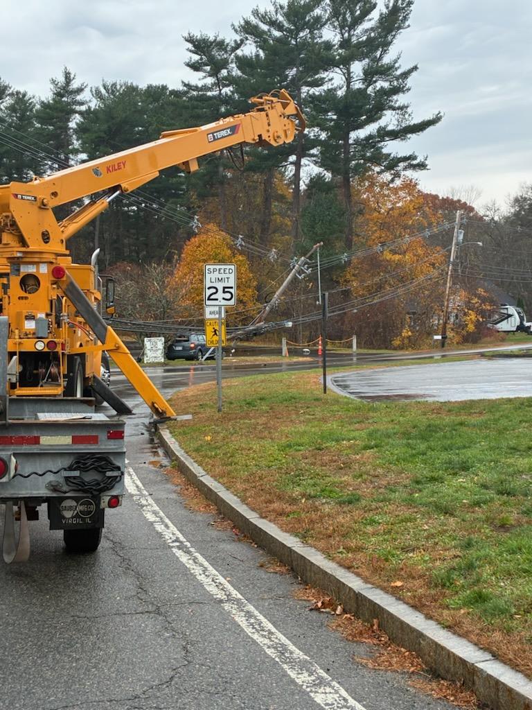 Utility poles damaged after crash in Lakeville