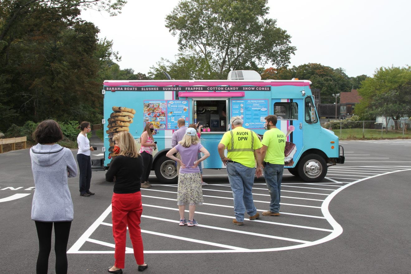 Avon town employees wait in line to receive their complimentary ice cream as part of the Avon employee recognition event. (Photo courtesy Town of Avon)