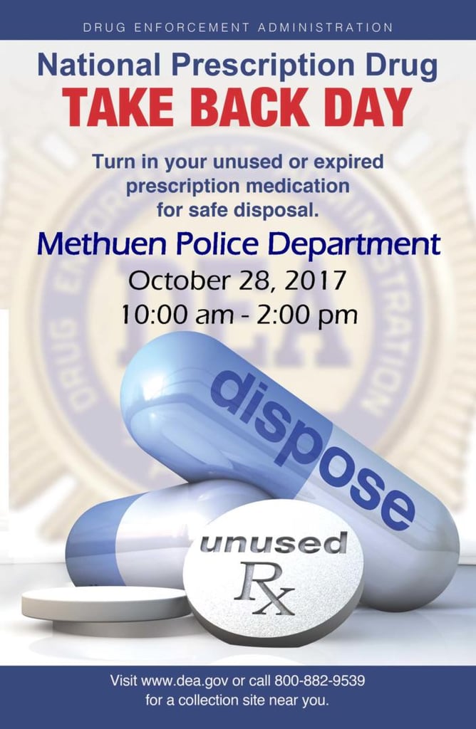 Methuen Police Participate in National Prescription Drug Take Back Day on October 28, 2017