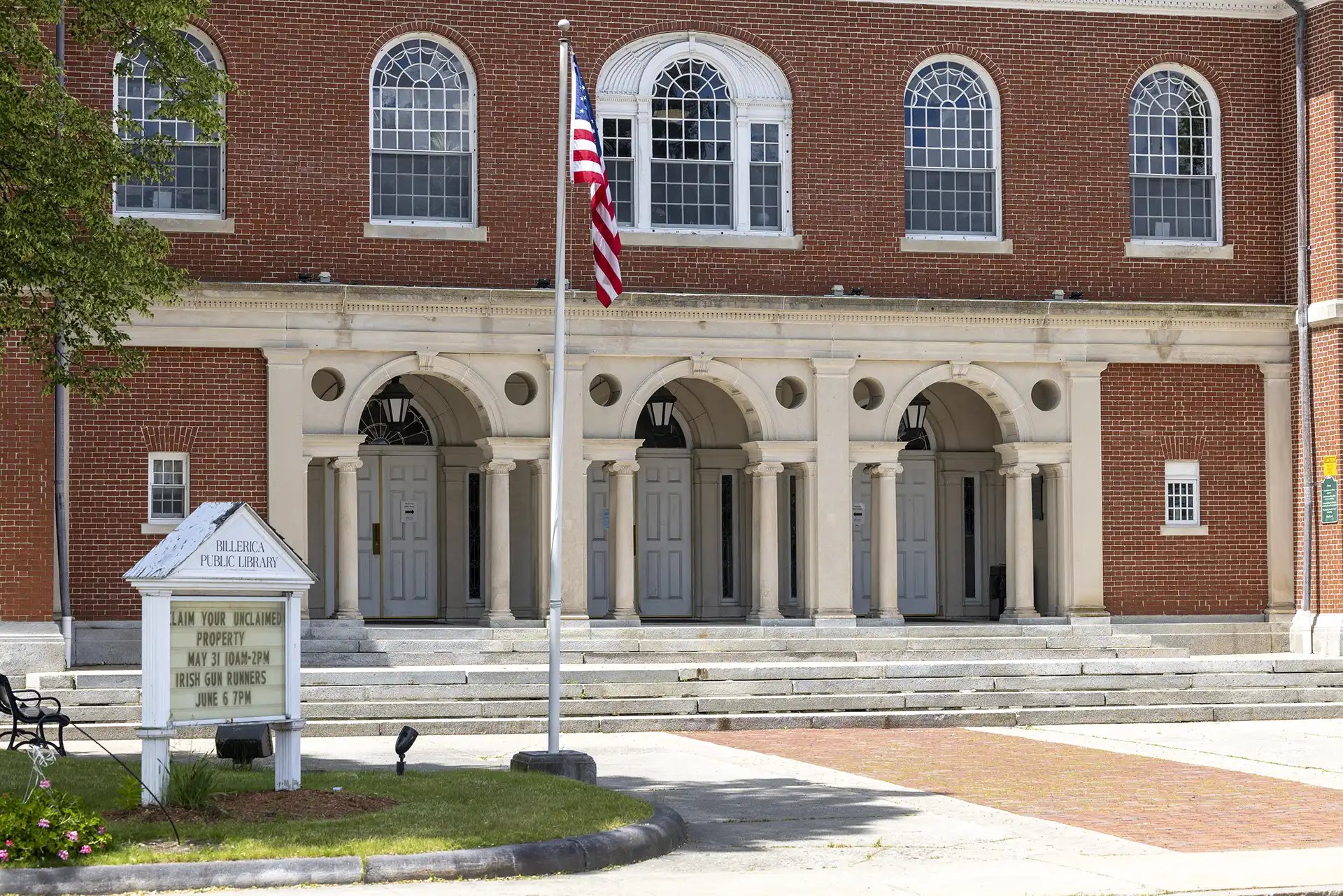 Aerial view of Billerica, MA town center.