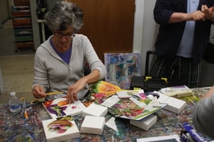 Adults Taking Hunakai Studio's Creative Mixed Media Class